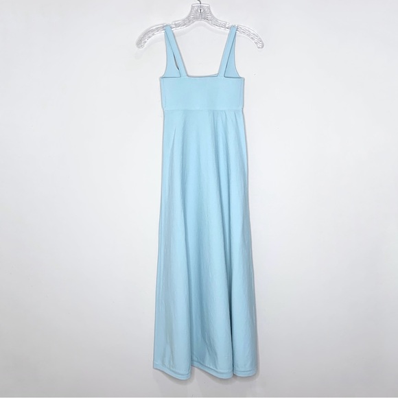 Scanlan Theodore Crepe Knit Square Neck Dress (Sz XS) Midi Light Blue Aqua - Picture 8 of 16